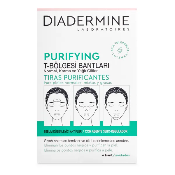 Tiras faciales purificantes elimina puntos negros Diadermine caja 1 unidad 2