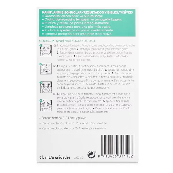 Tiras faciales purificantes elimina puntos negros Diadermine caja 1 unidad 4