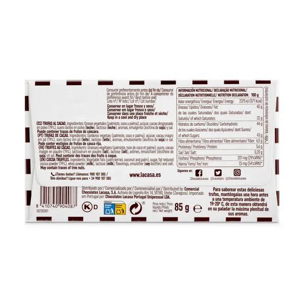 Trufas al cacao puro Lacasa caja 85 g 3