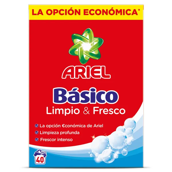 Detergente máquina en polvo básico Ariel caja 40 lavados 2