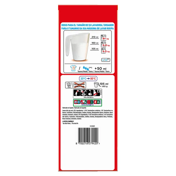 Detergente máquina en polvo básico Ariel caja 40 lavados 4