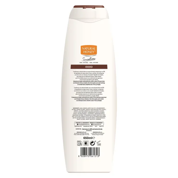 Gel de ducha coco Natural Honey 650 ml 3
