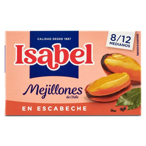 Mejillones en escabeche 8/12 piezas Isabel lata 69 g 2