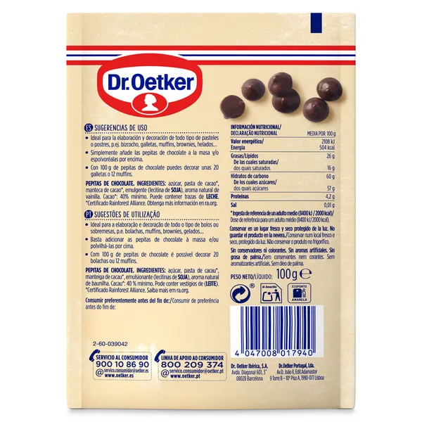 Perlitas de chocolate Dr. Oetker bolsa 100 g 3