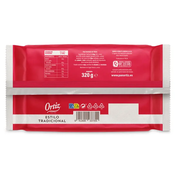 Pan tostado tradicional Ortiz 320 g 3
