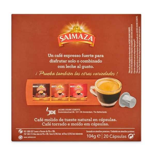 Cápsulas de café fuerte Saimaza 20 unidades 3