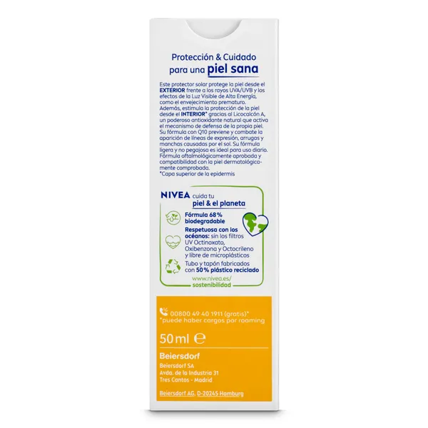 Crema facial solar spf 50 Nivea tubo 50 ml 3