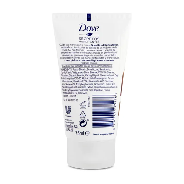 Crema de manos con aceite de coco y almendras Dove tubo 75 ml 2