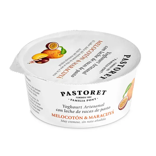 Yogur artesanal con melocotón y maracuyá Pastoret vaso 125 g