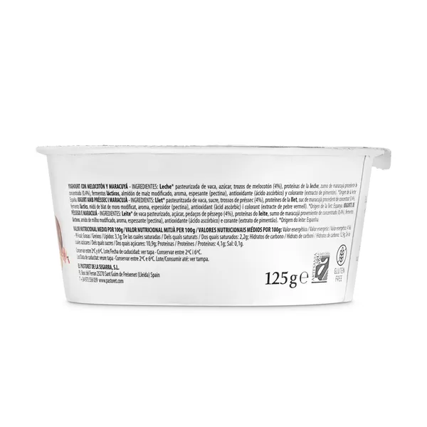 Yogur artesanal con melocotón y maracuyá Pastoret vaso 125 g 3