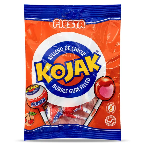 Piruletas rellenas con chicle Kojak Fiesta 105 g 2