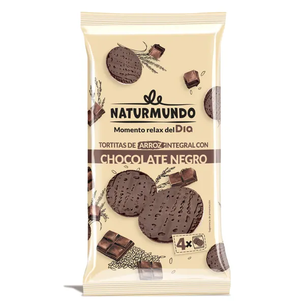 Tortitas de arroz integral con chocolate negro Dia Naturmundo bolsa 130 g