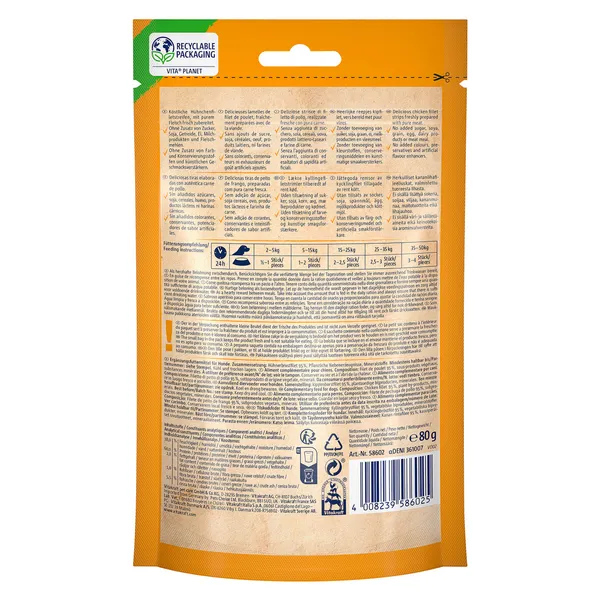 Snack para perros tiras de pollo Vitakraft bolsa 80 g 2