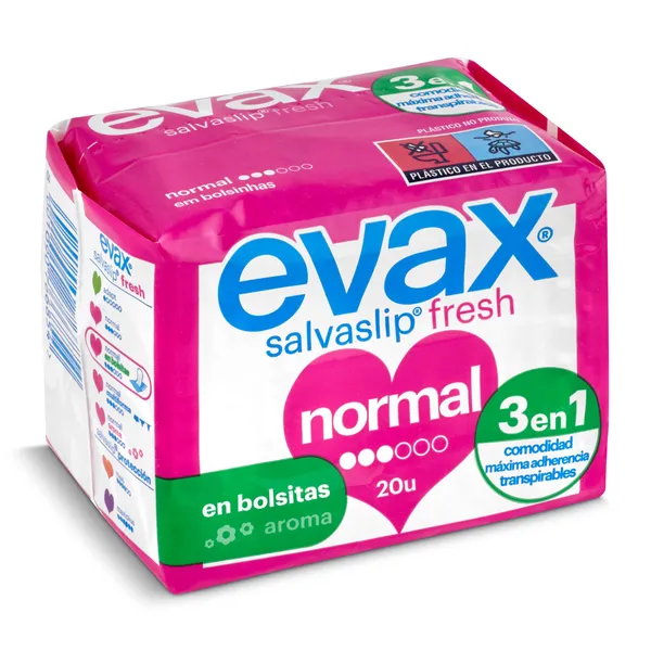 Protegeslips fresh normal plegado en bolsitas Evax bolsa 20 unidades