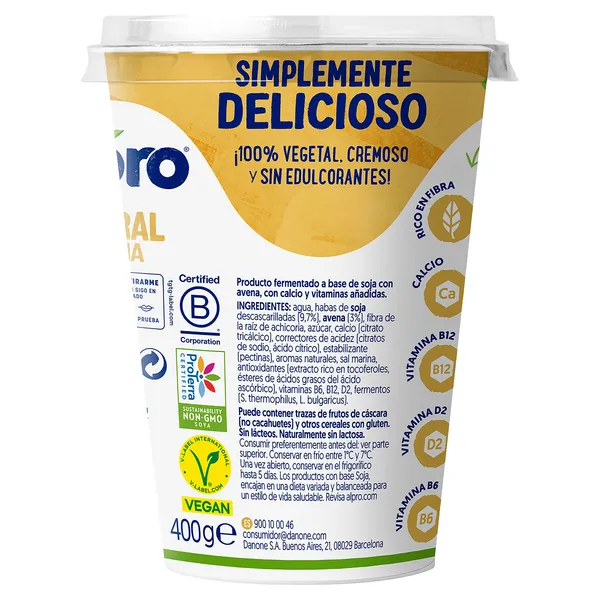 Postre natural con avena Alpro vaso 400 g 2