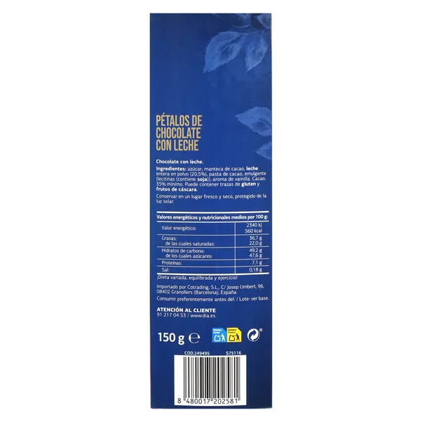 Pétalos de chocolate con leche Temptation de Dia caja 150 g 3