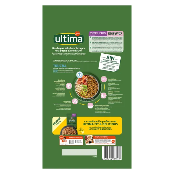 Alimento para gatos esterilizados digestivo con trucha Ultima bolsa 1.5 kg 2