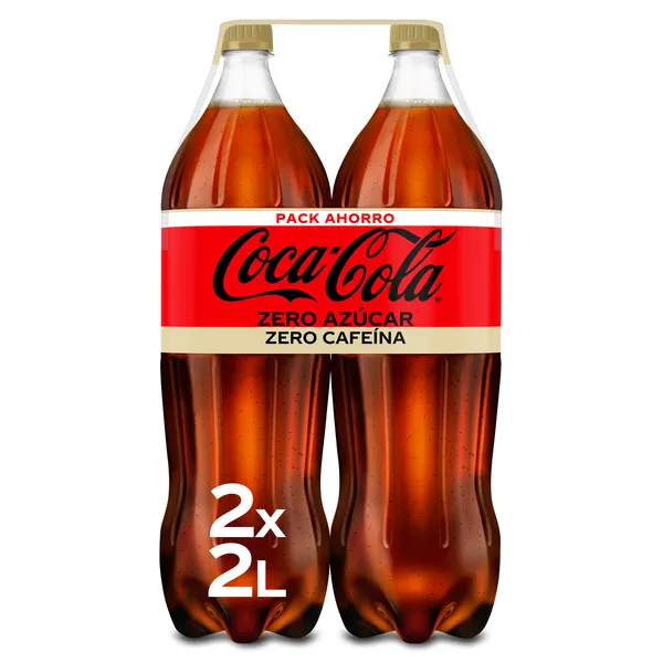 Refresco de cola zero azúcar zero cafeína Coca-Cola botella 2 x 2 L