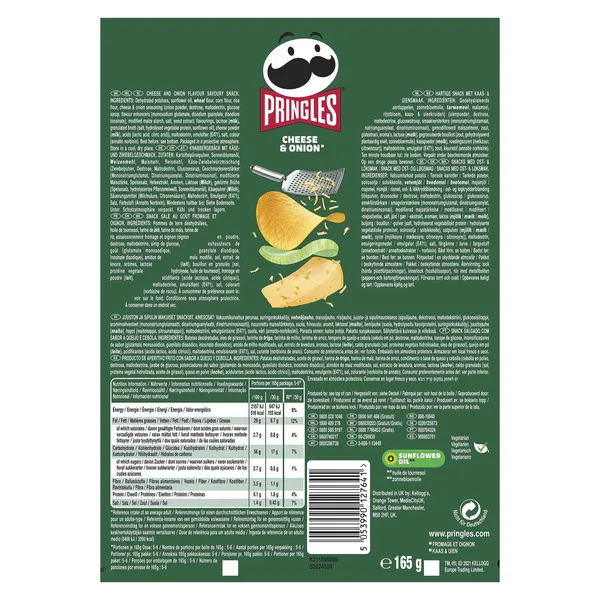 Patatas fritas queso y cebolla Pringles bote 165 g 2