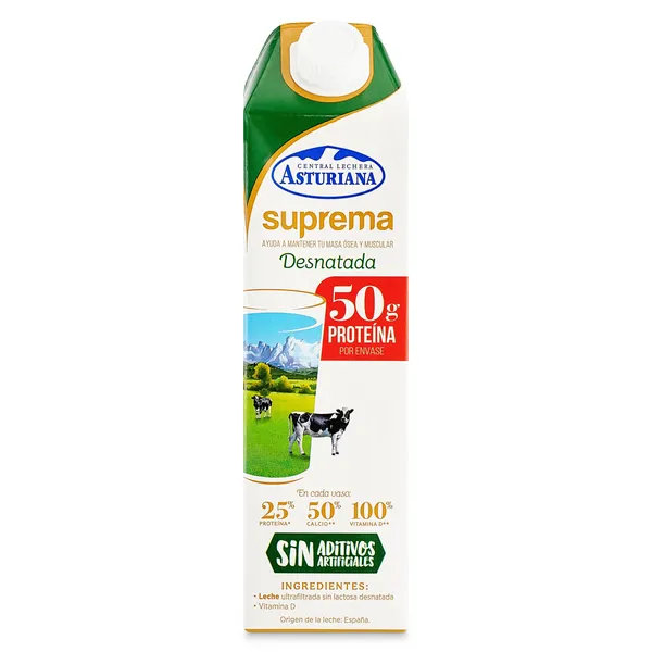 Leche desnatada suprema Asturiana 1 L 2