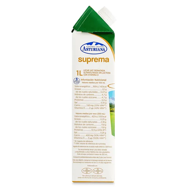 Leche desnatada suprema Asturiana 1 L 4