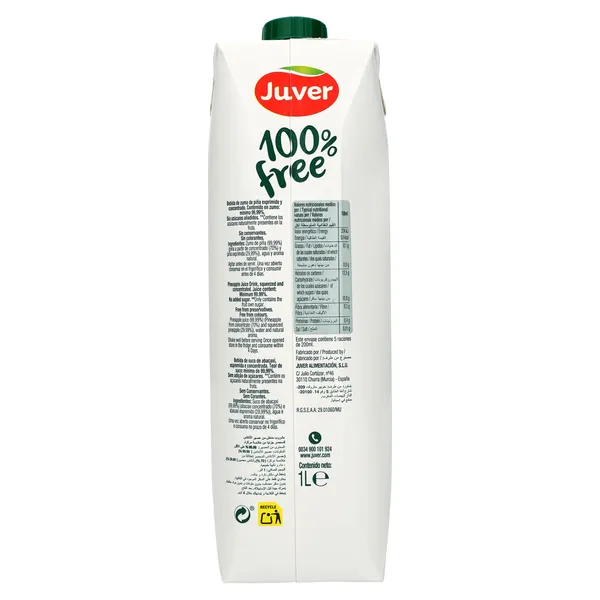 Bebida de zumo de piña 100% free Juver brik 1 l 3