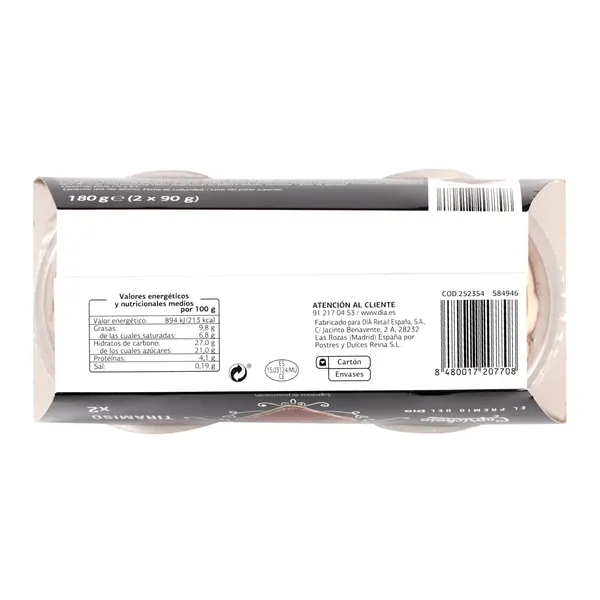 Tiramisú Caprichoso Dia pack 2 x 90 g 4
