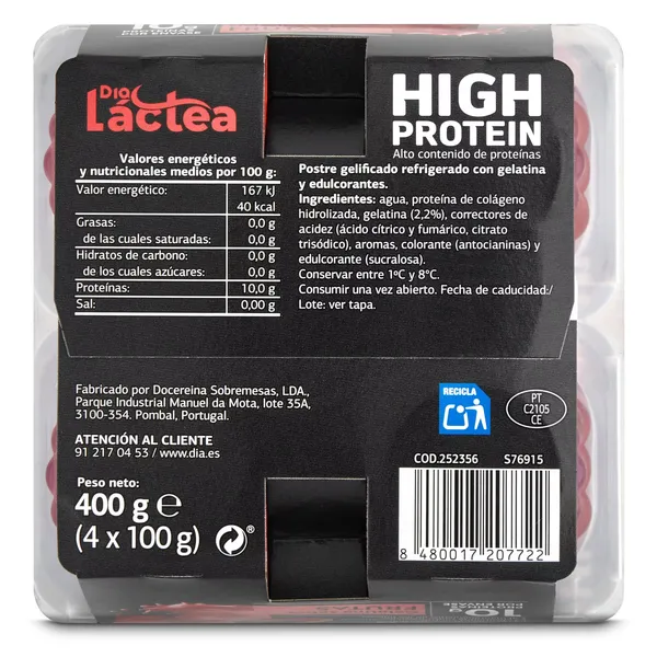Postre gelificado sabor frutas alto en proteínas Dia Láctea pack 4 x 100 g 3