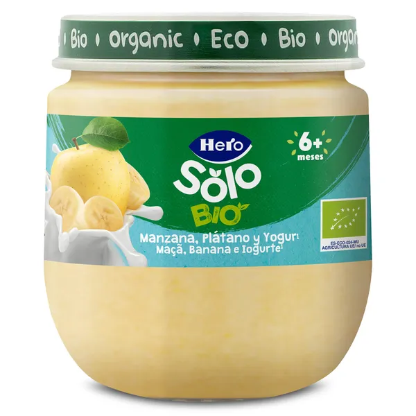 Puré de manzana, plátano y yogur 100% ecológica Hero Baby 120 g 2