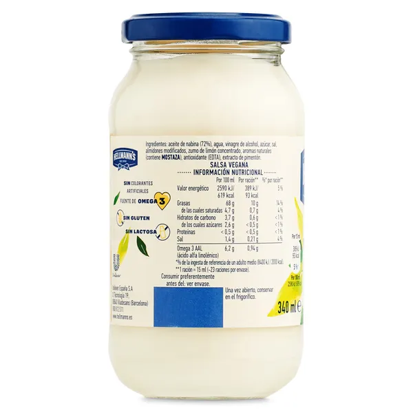 Salsa vegana Hellmanns frasco 280 ml 2