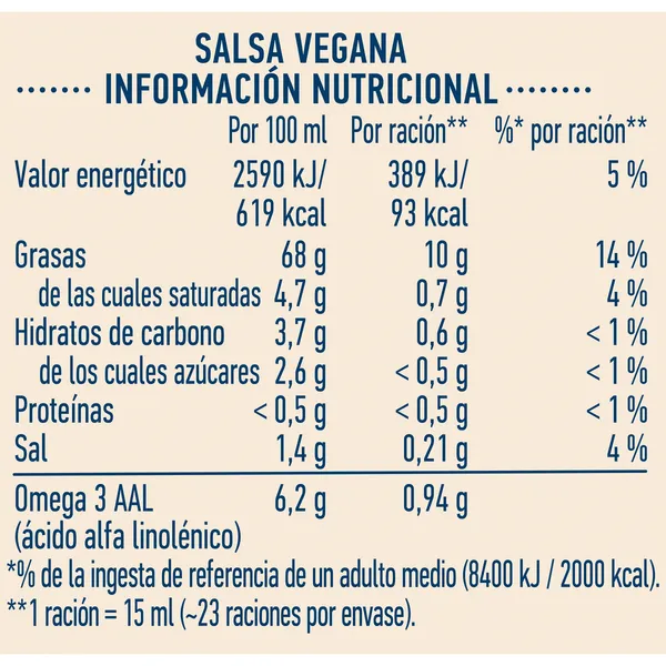 Salsa vegana Hellmanns frasco 280 ml 3