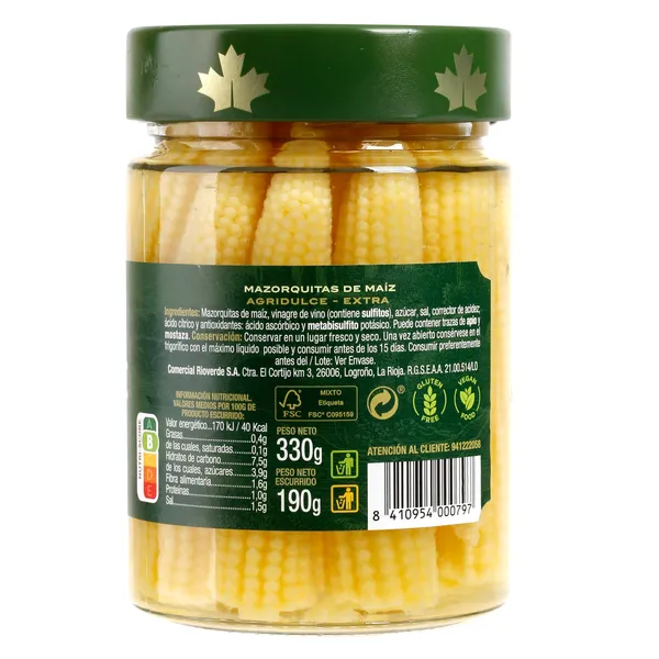 Mazorquitas de maíz Rioverde bote 190 g 2