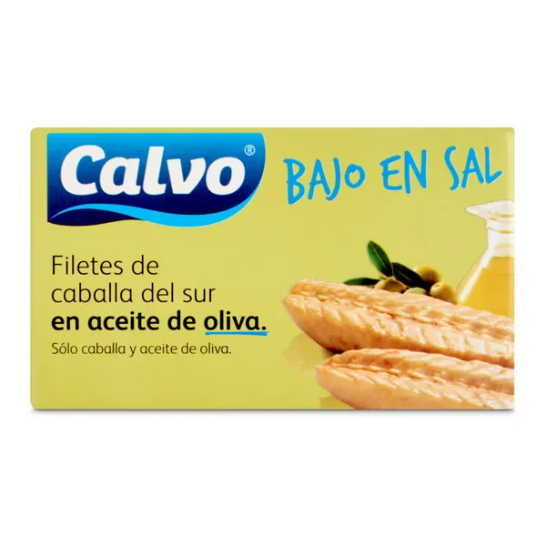 Filetes de caballa en aceite de oliva bajo en sal Calvo lata 82 g 2