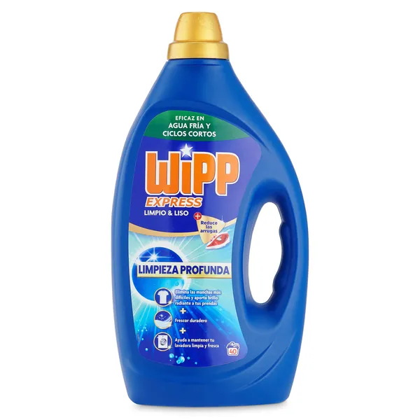 Detergente líquido liso y limpio Wipp Express 40 lavados 2