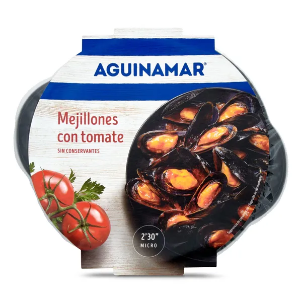 Mejillones en salsa de tomate Aguinamar bandeja 500 g 2