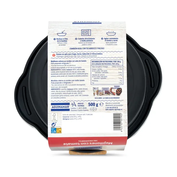 Mejillones en salsa de tomate Aguinamar bandeja 500 g 3