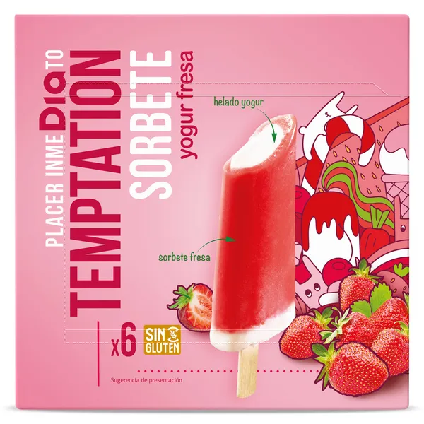 Helados sabor yogur y fresa Dia Temptation 6 x 43 g 2