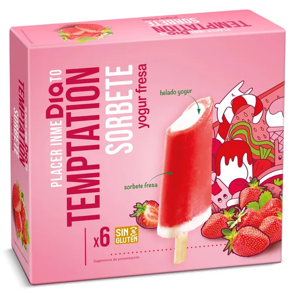 Helados sabor yogur y fresa Dia Temptation 6 x 43 g 3