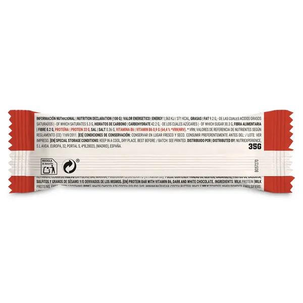 Barrita proteína sabor chocolate blanco con stracciatella Just loading bolsa 35 g 2