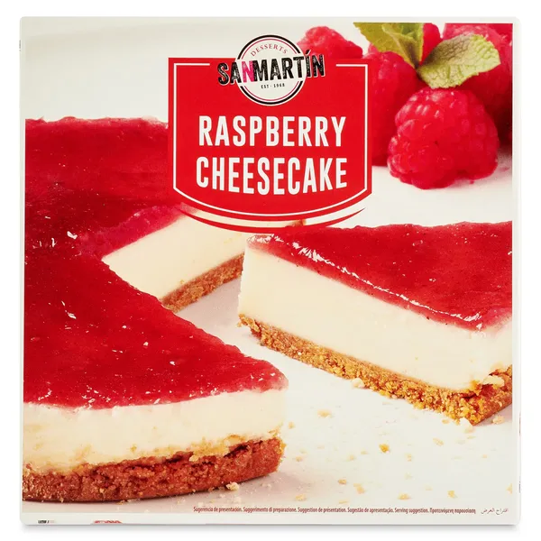 Tarta de queso con frambuesas congelada San Martín caja 390 g 2