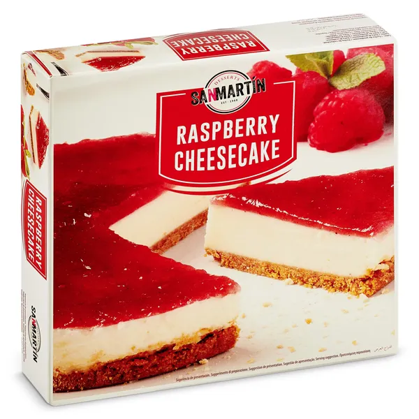 Tarta de queso con frambuesas congelada San Martín caja 390 g