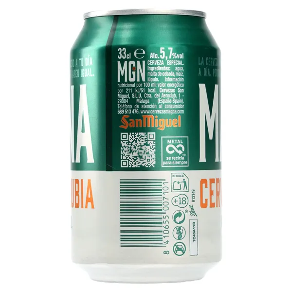 Cerveza magna San Miguel Magna lata 33 cl 2
