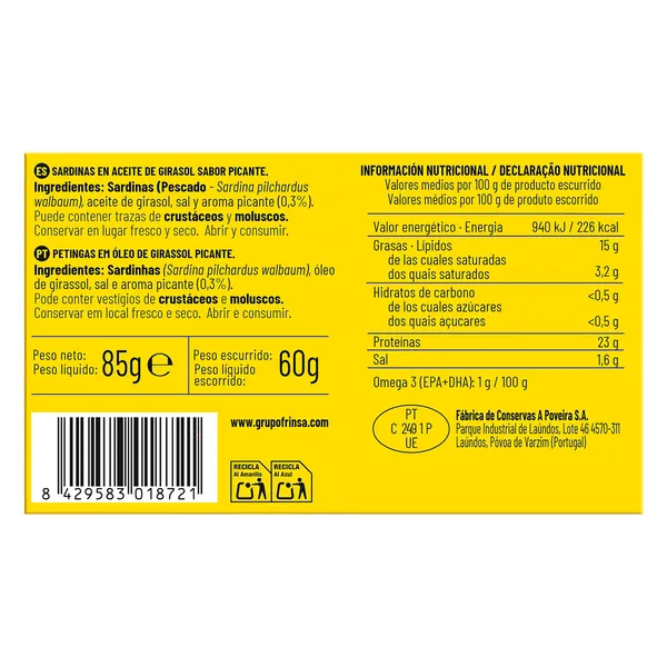 Sardinillas en aceite picante Ribeira lata 60 g 2