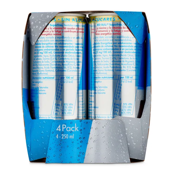 Red Bull sin azúcar pack 4 x 250 ml 4