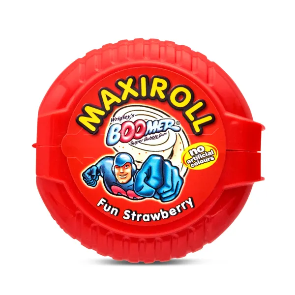 Chicle sabor fresa maxiroll Boomer caja 56 g 2