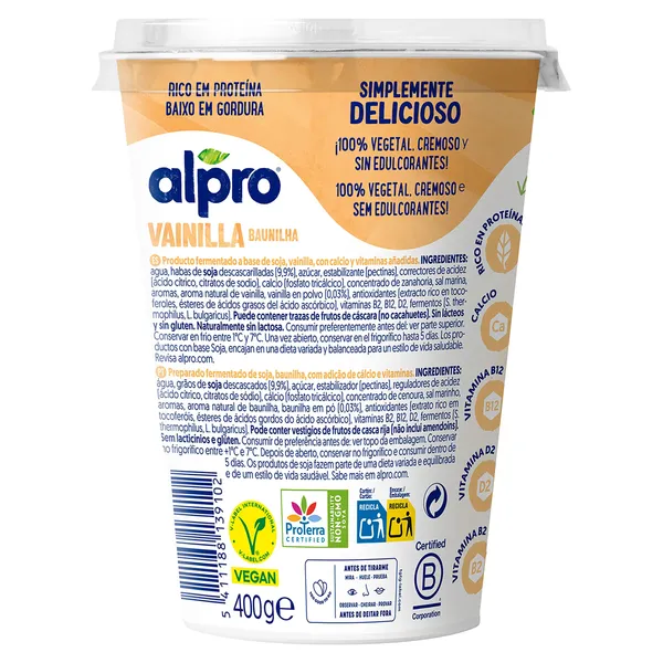 Postre de soja sabor vainilla Alpro vaso 400 g 2