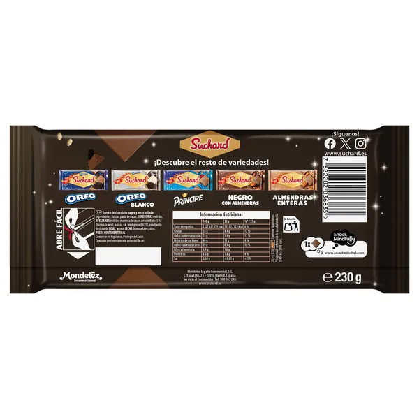 Turrón de chocolate negro con arroz inflado Suchard 230 g 2