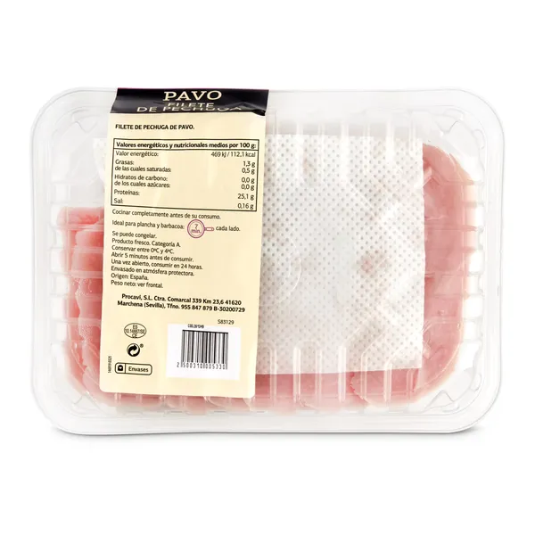 Filetes de pechuga de pavo Selección de Dia bandeja 600 g aprox. 3