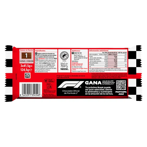 Barritas de galleta recubiertas de chocolate Kit Kat bolsa 3 x 41 g 2