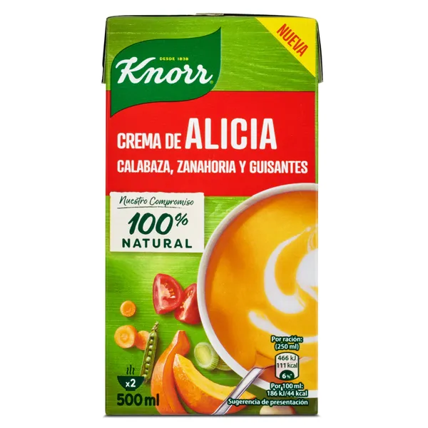 Crema de zanahoria, calabaza y guisantes Knorr 500 ml 2